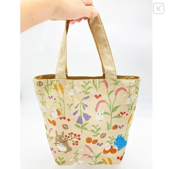 Japan Ghibli Mini Embroidery Tote Bag - My Neighbor Totoro : Autumn Moment - 6