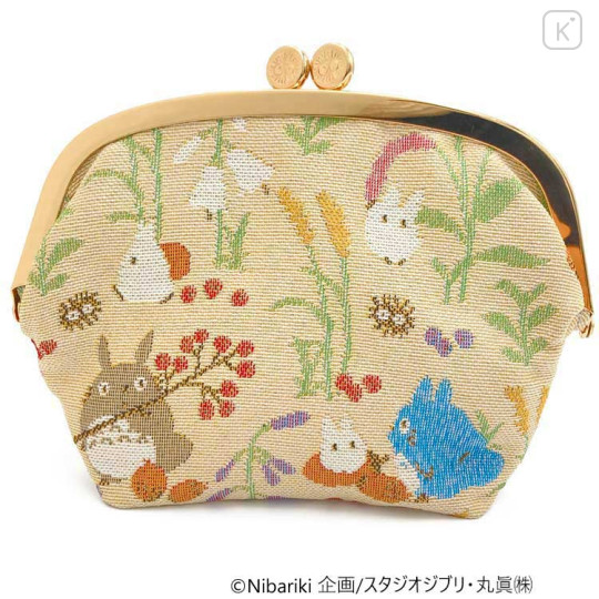 Japan Ghibli Embroidery Cosmetic Clasp Pouch - My Neighbor Totoro : Autumn Moment - 1