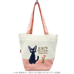 Japan Ghibli Mini Embroidery Tote Bag - Kiki's Delivery Service / Jiji White & Pink