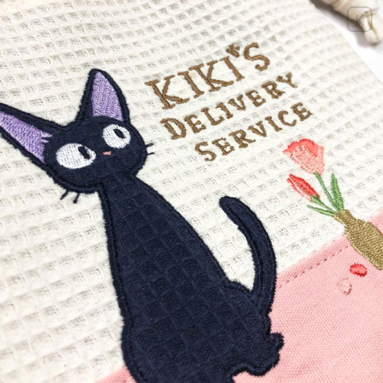 Japan Ghibli Embroidery Drawstring Bag - Kiki's Delivery Service : Jiji White & Pink - 3