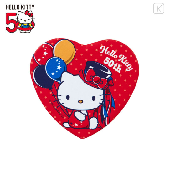 Japan Sanrio Can Badge Pin - Hello Kitty 50th Anniversary / Red Heart - 1