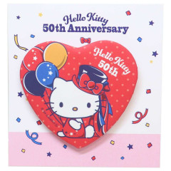 Japan Sanrio Can Badge Pin - Hello Kitty 50th Anniversary / Red Heart