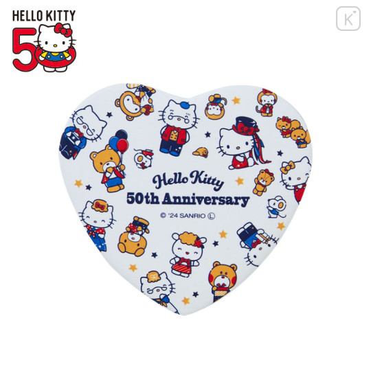 Japan Sanrio Can Badge Pin - Hello Kitty 50th Anniversary / White Heart - 1