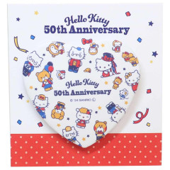 Japan Sanrio Can Badge Pin - Hello Kitty 50th Anniversary / White Heart
