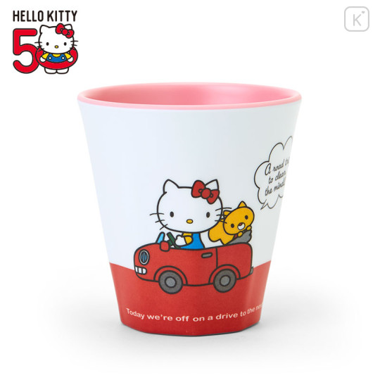 Japan Sanrio Melamine Tumbler - Hello Kitty & Tiny Chum / Road Trip - 1