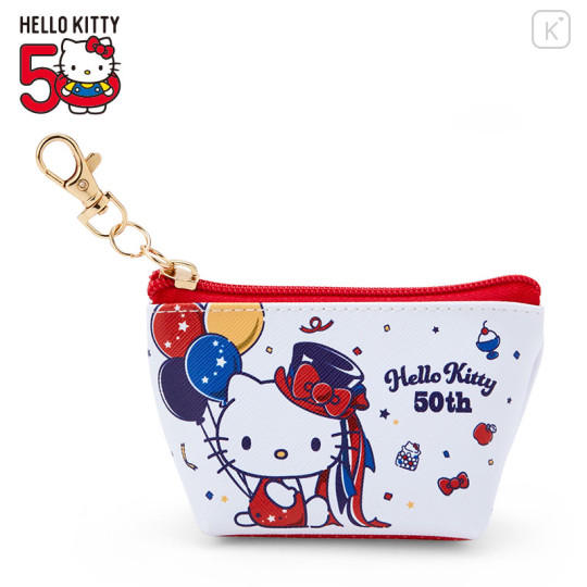 Japan Sanrio Triangular Mini Pouch - Hello Kitty 50th Anniversary - 1