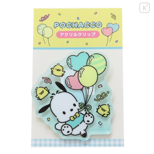 Japan Sanrio Acrylic Clip - Pochacco / 35th Anniversary Green - 1