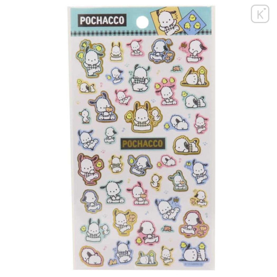 Japan Sanrio Gold Accent Sticker - Pochacco / Happy - 1