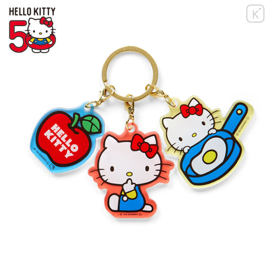 Japan Sanrio Triple Charm Keychain - Hello Kitty 50th Anniversary Food - 1