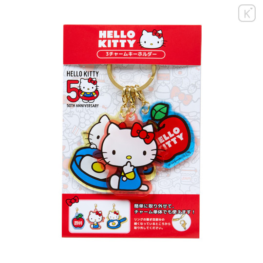 Japan Sanrio Triple Charm Keychain - Hello Kitty 50th Anniversary Food - 2