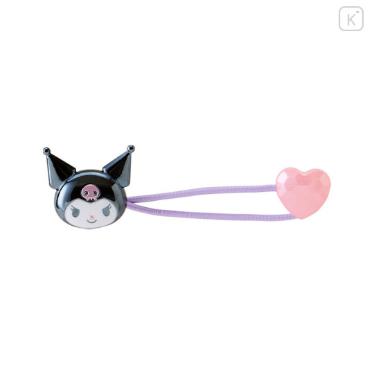 Japan Sanrio Original Kids Mascot Hair Tie (M) - Kuromi / Heart - 1