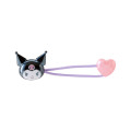 Japan Sanrio Original Kids Mascot Hair Tie (M) - Kuromi / Heart - 1