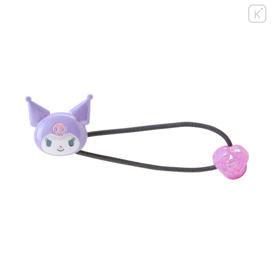 Japan Sanrio Original Kids Mascot Hair Tie (M) - Kuromi / Rose - 1