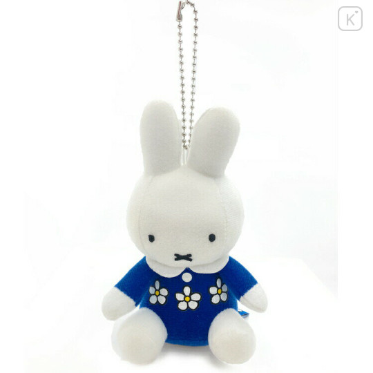 Japan Miffy Mascot Plush Keychain - Blue Flora Dress - 1