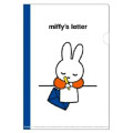 Japan Miffy A4 Clear Folder - Writing Letter / Navy & White - 1