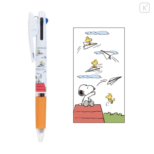 Japan Peanuts Jetstream 3 Color Multi Ball Pen - Snoopy / Paper Plane - 1