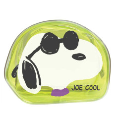 Japan Peanuts Clear Mini Pouch - Snoopy / Joe Cool Neon Yellow