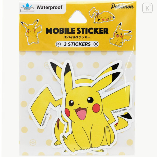 Japan Pokemon Waterproof Mobile Sticker Pack - Pikachu - 1