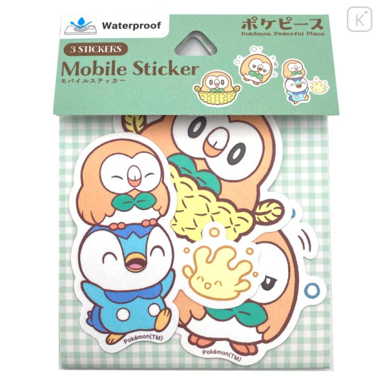 Japan Pokemon Vinyl Deco Sticker Set - Rowlet & Piplup / Pokepeace - 1