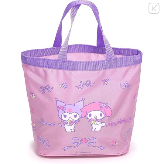 Japan Sanrio Mini Tote Bag - Kuromi & My Melody Pink & Purple - 1