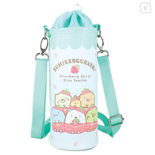 Japan San-X Plastic Bottle Holder - Sumikko Gurashi / Strawberry - 1