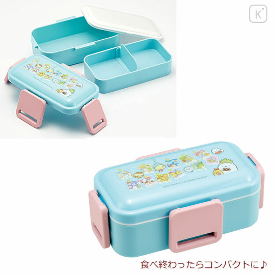 Japan San-X 2 Tier Bento Lunch Box 600ml - Sumikko Gurashi / Photo Booth Blue - 2