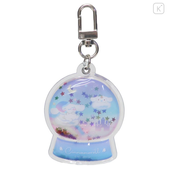 Japan Sanrio Floating Sequins Keychain - Cinnamoroll / Crystal Ball - 1