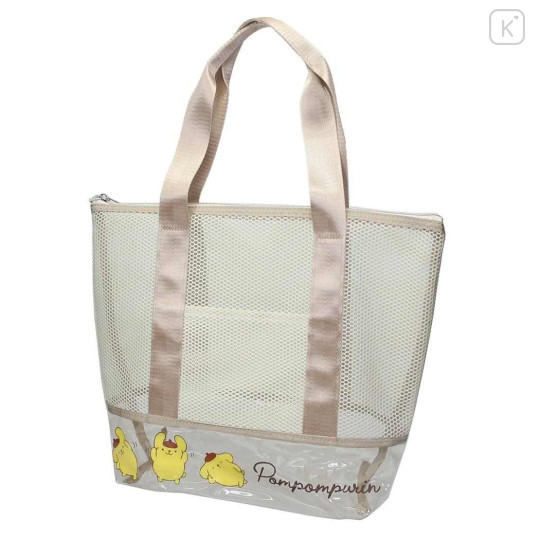 Japan Sanrio Mesh Tote Bag - Pompompurin / Toddler Look Up For Hug - 1