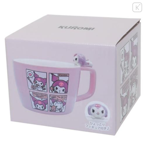 Japan Sanrio Soup Mug with Nokkari Figure - Kuromi / Comics - 4