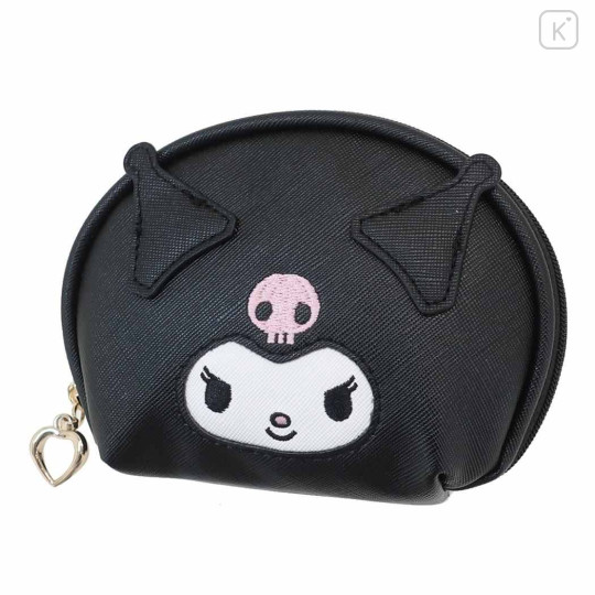 Japan Sanrio Synthetic Leather Small Pouch - Kuromi / Gingham - 1