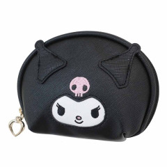 Japan Sanrio Synthetic Leather Small Pouch - Kuromi / Gingham