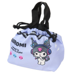 Japan Sanrio Drawstring Pouch & Lunch Bag - Kuromi / In Style