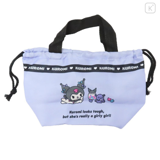 Japan Sanrio Drawstring Pouch & Lunch Bag - Kuromi / In Style - 2