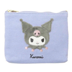 Japan Sanrio Fluffy Flat Pouch & Tissue Case - Kuromi / Light Purple