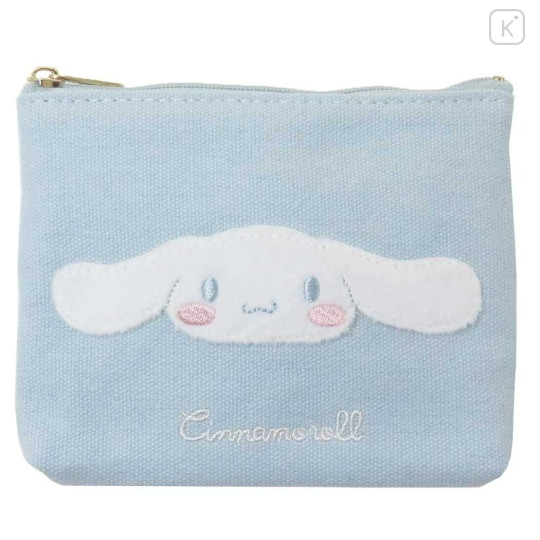 Japan Sanrio Fluffy Flat Pouch & Tissue Case - Cinnamoroll / Light Blue - 1