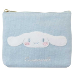 Japan Sanrio Fluffy Flat Pouch & Tissue Case - Cinnamoroll / Light Blue