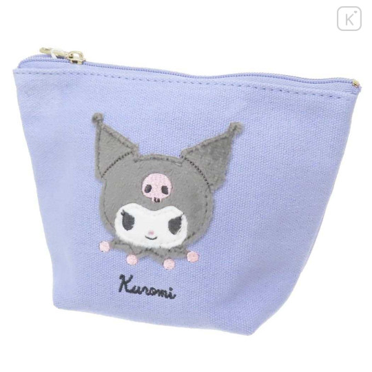 Japan Sanrio Fluffy Boat-Shaped Pouch - Kuromi / Light Purple - 1