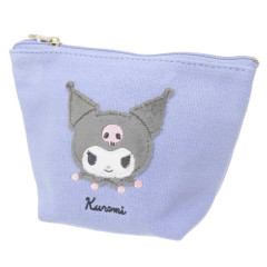 Japan Sanrio Fluffy Boat-Shaped Pouch - Kuromi / Light Purple