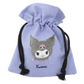 Japan Sanrio Fluffy Drawstring Bag - Kuromi / Light Purple - 1