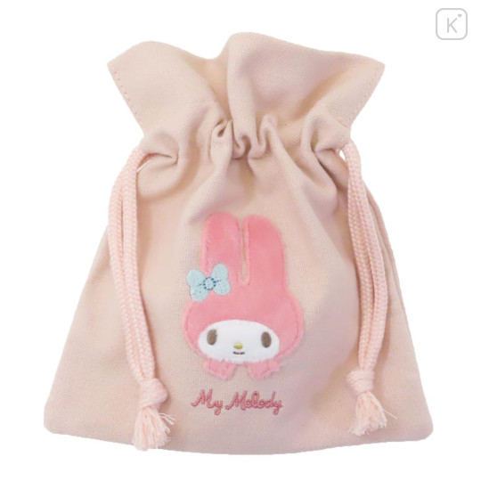 Japan Sanrio Fluffy Drawstring Bag - My Melody / Light Pink - 1