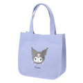 Japan Sanrio Fluffy Mini Tote Bag - Kuromi / Light Purple - 1