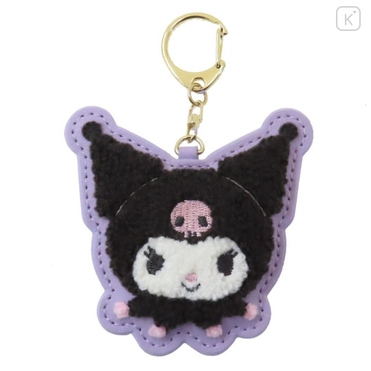 Japan Sanrio Fluffy Embroidery Patch Keychain - Kuromi - 1