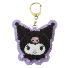 Japan Sanrio Fluffy Embroidery Patch Keychain - Kuromi