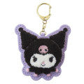 Japan Sanrio Fluffy Embroidery Patch Keychain - Kuromi - 1