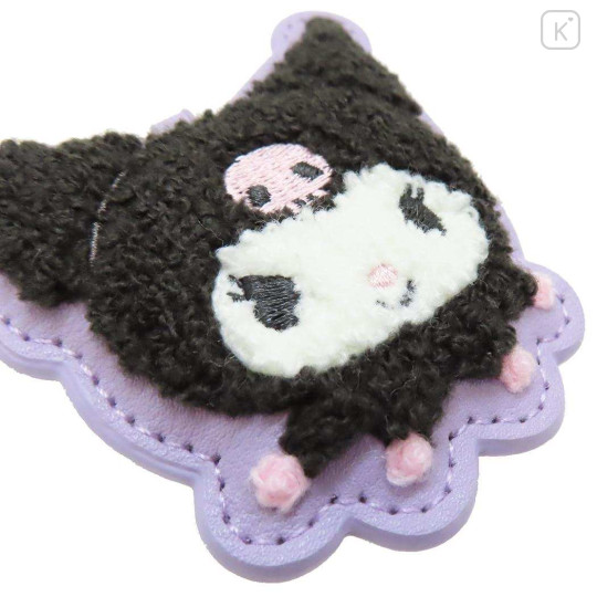 Japan Sanrio Fluffy Embroidery Patch Keychain - Kuromi - 3