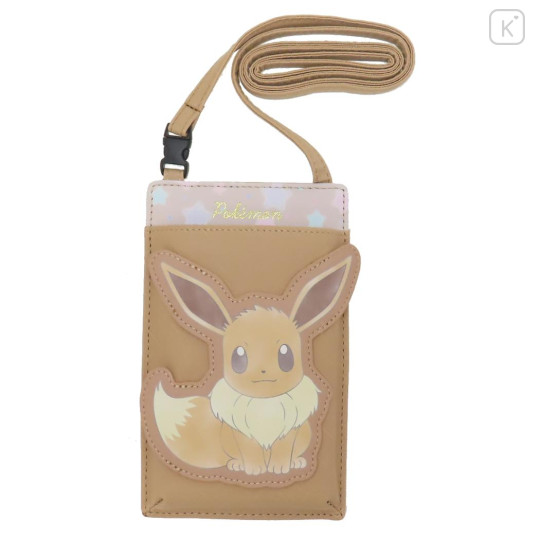 Japan Pokemon Gadget Phone & Card Shoulder Pouch - Eevee / Smile - 1