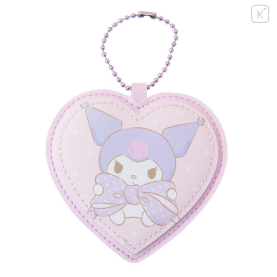 Japan Sanrio Name Tag Badge Keychain - Kuromi : Big Ribbon Heart - 1