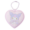 Japan Sanrio Name Tag Badge Keychain - Kuromi : Big Ribbon Heart - 1