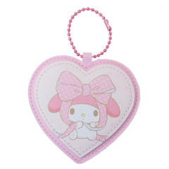Japan Sanrio Name Tag Badge Keychain - My Melody / Big Ribbon Heart