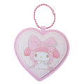 Japan Sanrio Name Tag Badge Keychain - My Melody / Big Ribbon Heart - 1